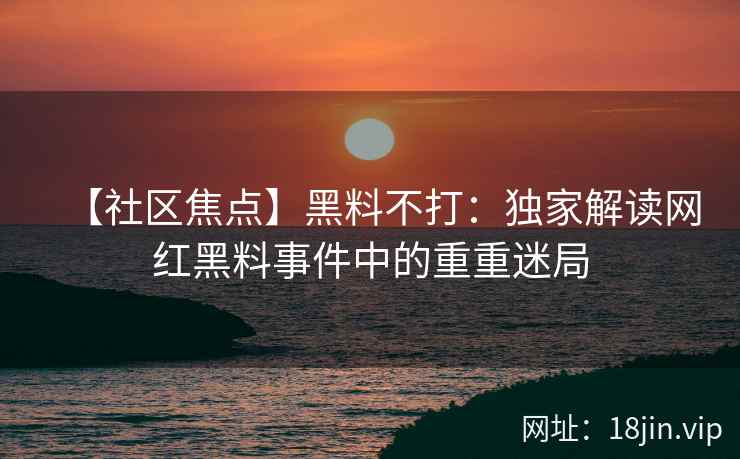 【社区焦点】黑料不打：独家解读网红黑料事件中的重重迷局  第2张
